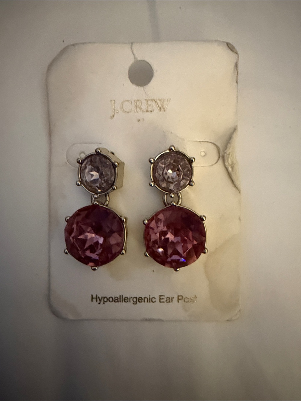 J. Crew Two-Tier Pink Crystal Drop Earrings
